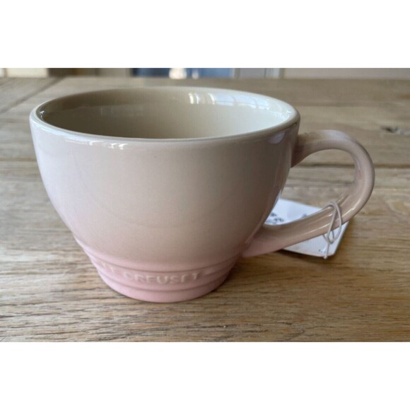 Le Creuset Stoneware Set of 2 Bistro Mug Giant Cappuccino 14 oz Shell Pink NEW - Picture 9 of 9